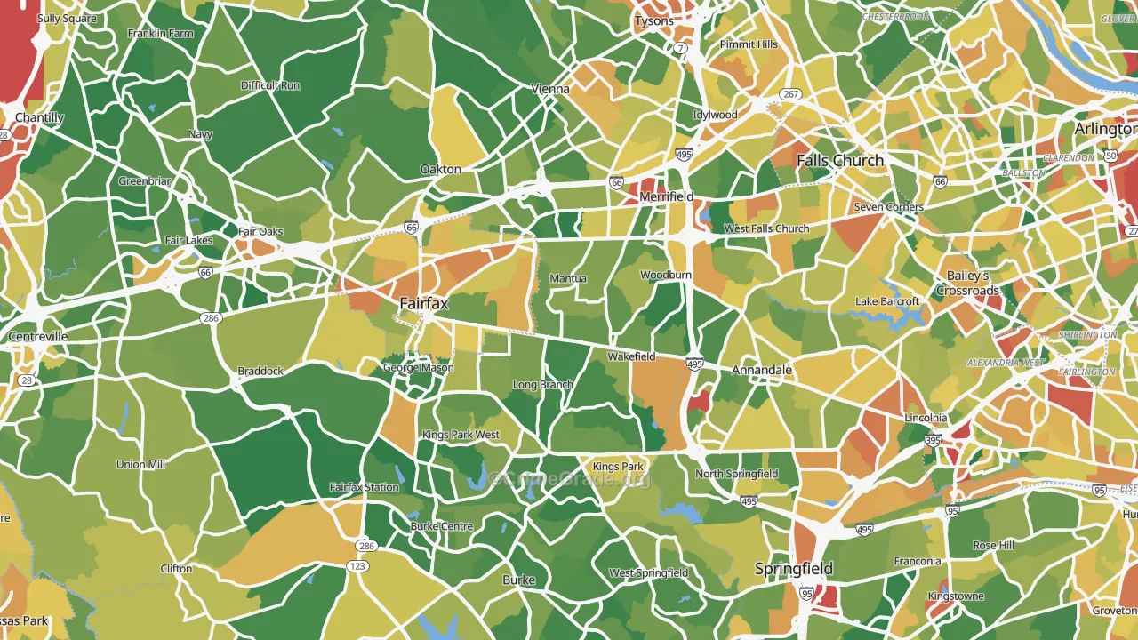 Fairfax County, VA Map of Burglary Rates