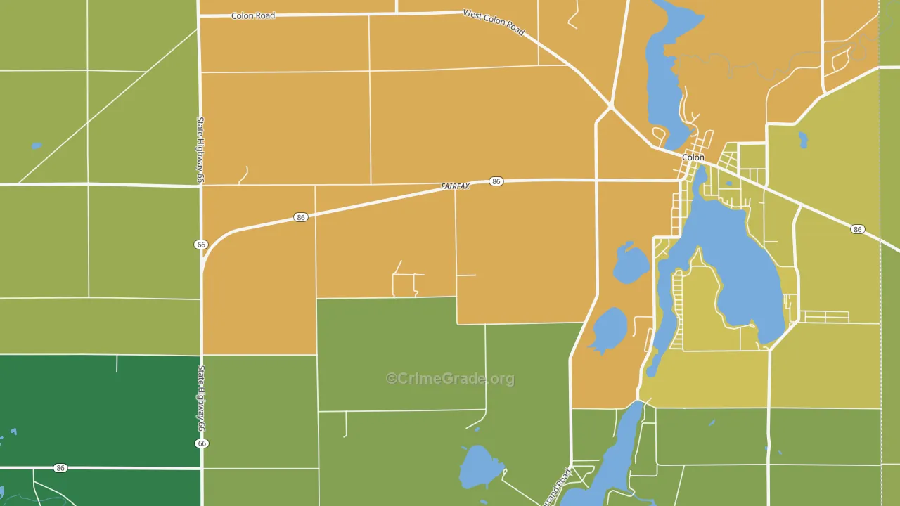Fairfax, MI Map of Burglary Rates