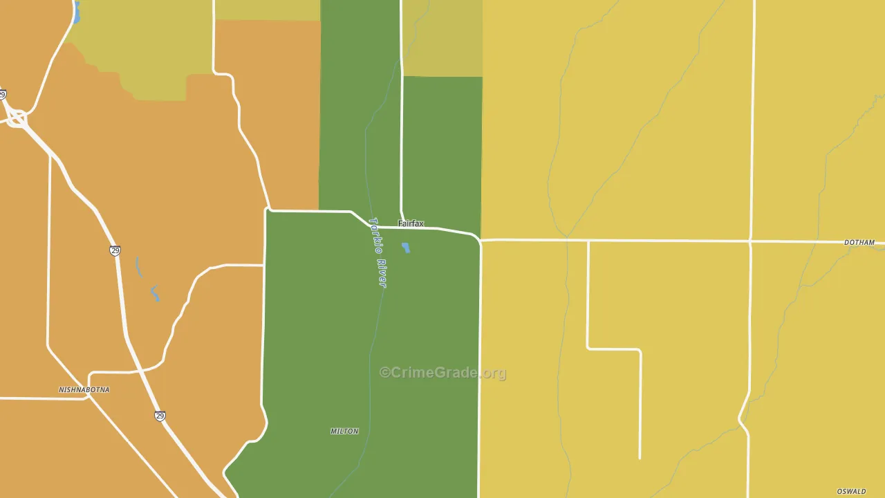 Fairfax, MO Map of Burglary Rates