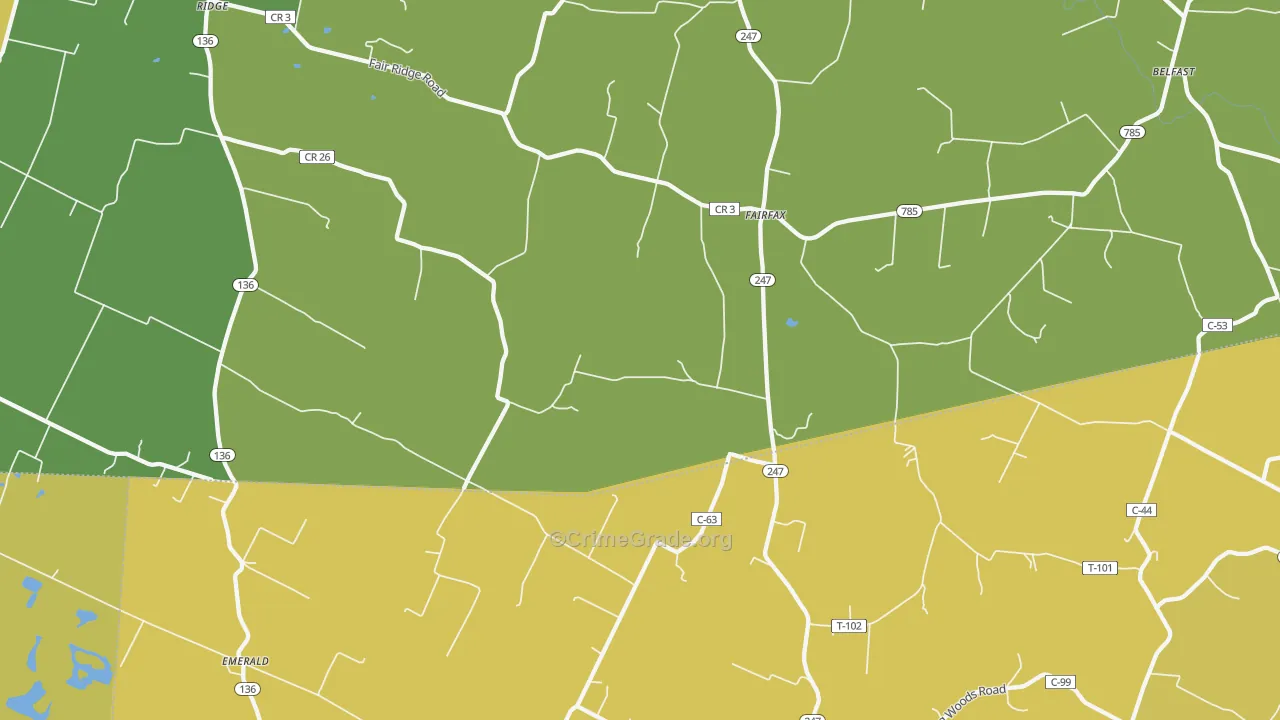 Fairfax, OH Map of Burglary Rates