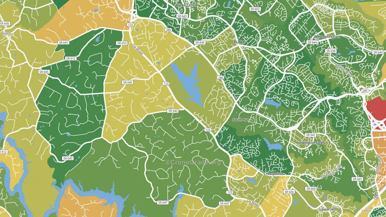 Fairfax Station, VA Map of Burglary Rates
