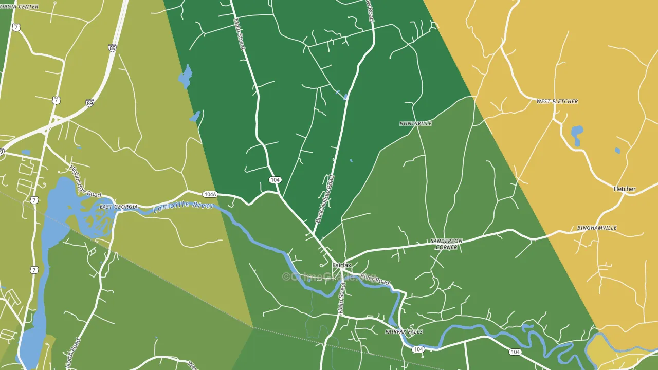 Fairfax, VT Map of Burglary Rates