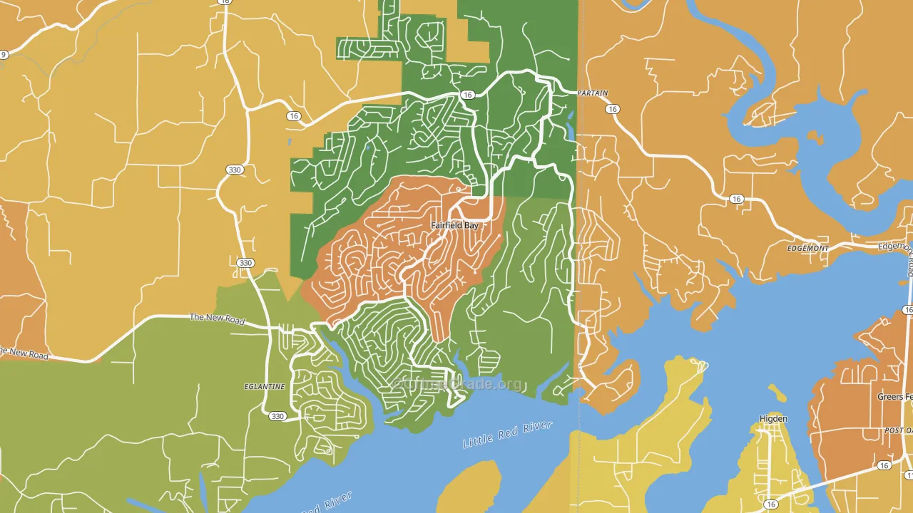 Fairfield Bay, AR Map of Burglary Rates