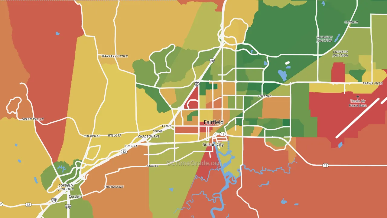 Fairfield, CA Map of Burglary Rates