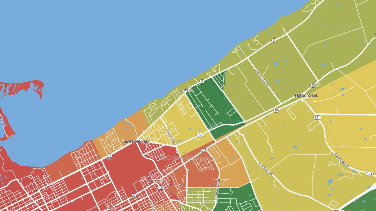 Fairfield, Erie, PA Map of Burglary Rates