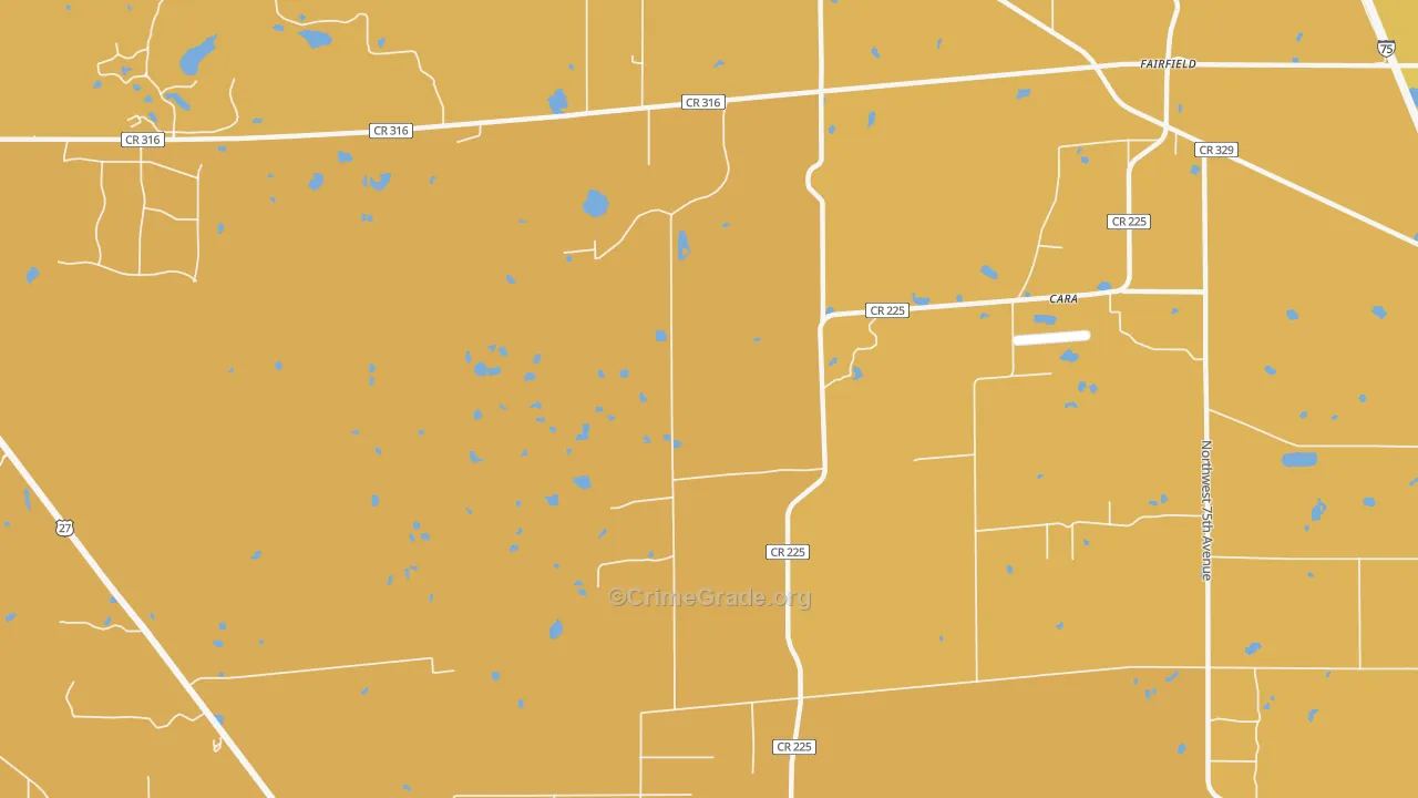 Fairfield, FL Map of Burglary Rates
