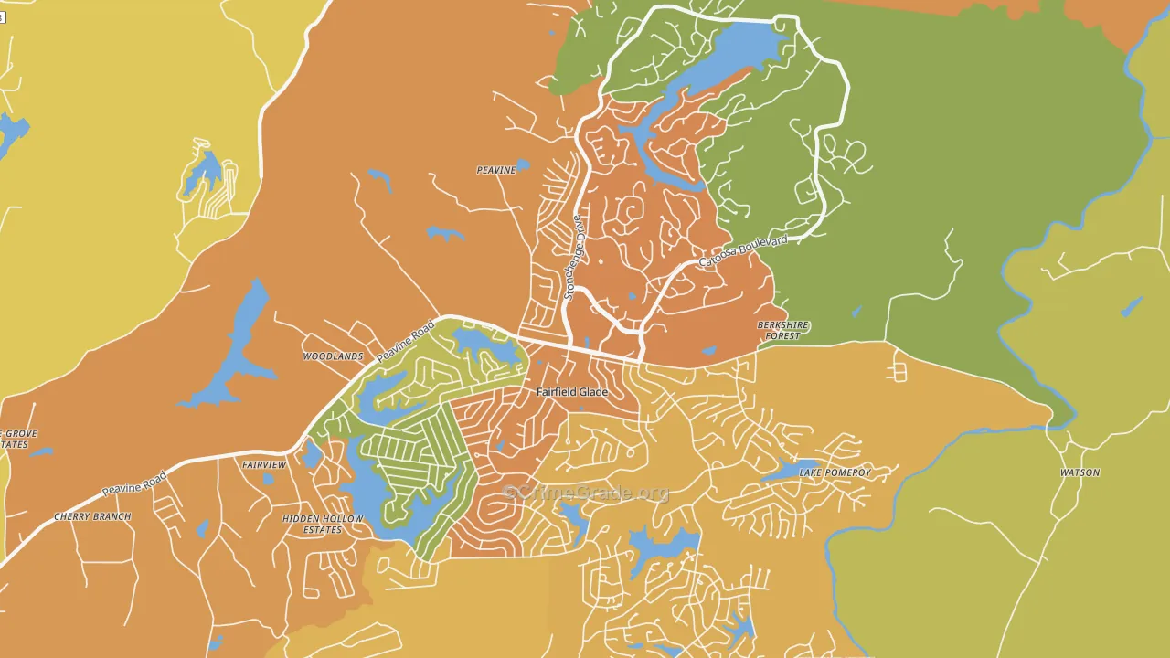 Fairfield Glade, TN Map of Burglary Rates