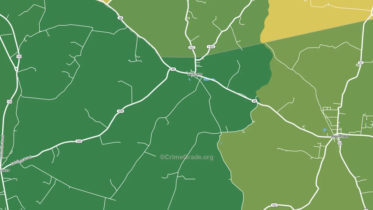 Fairfield, KY Map of Burglary Rates