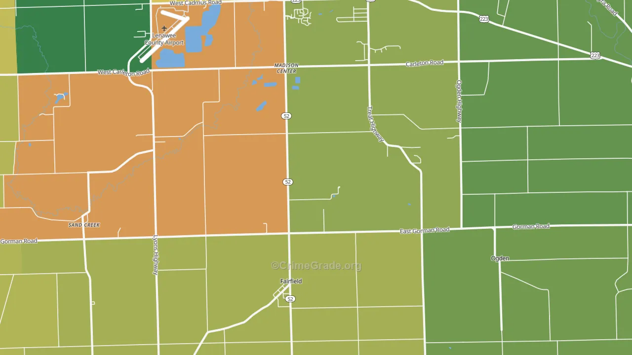 Fairfield, MI Map of Burglary Rates
