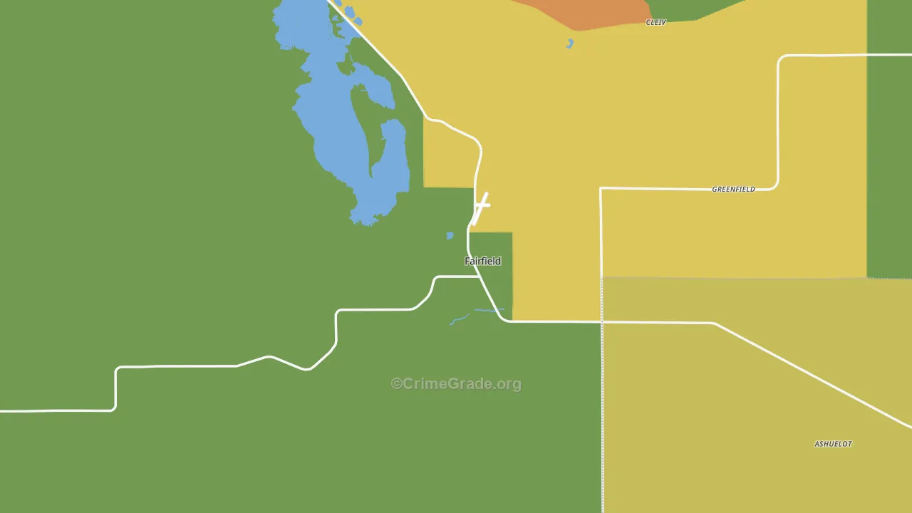 Fairfield, MT Map of Burglary Rates