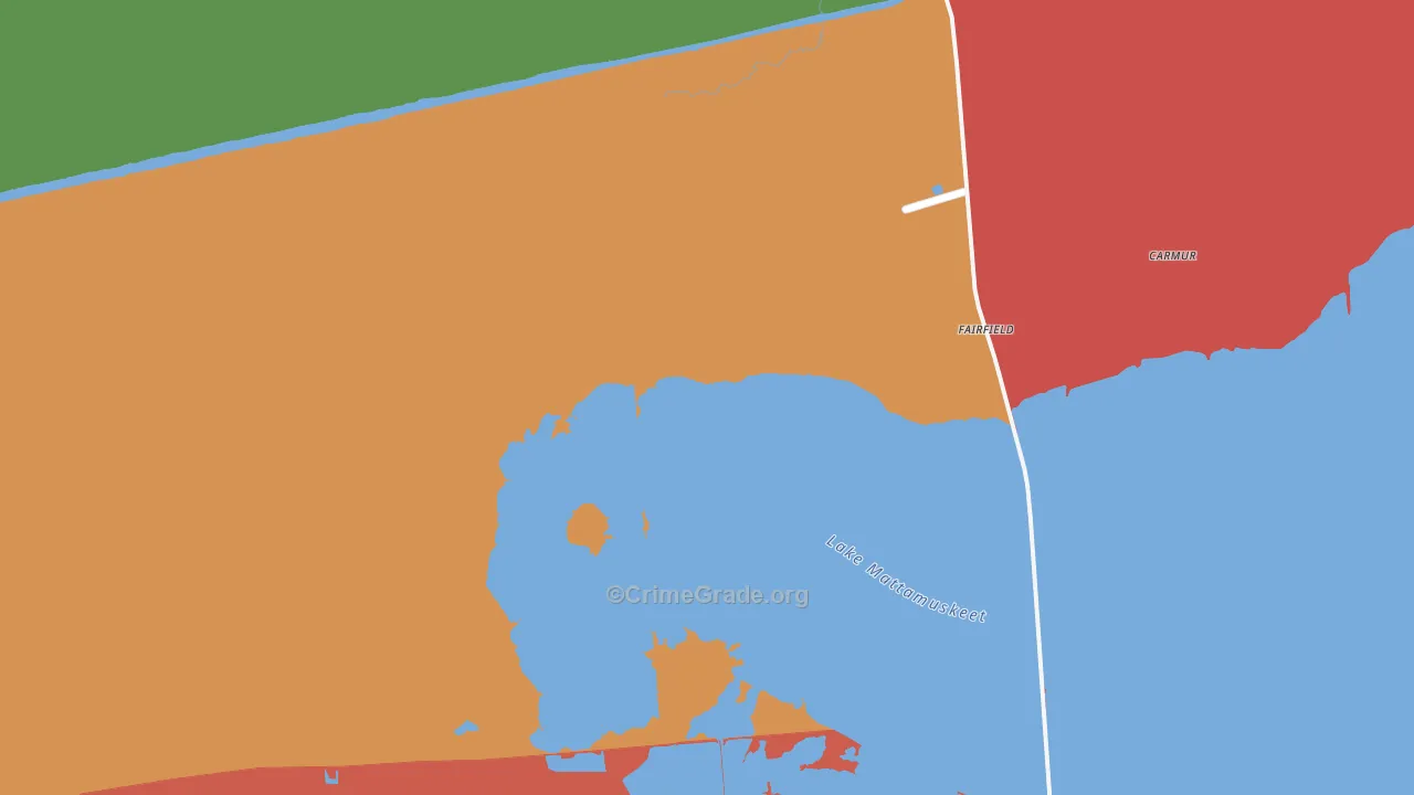Fairfield, NC Map of Burglary Rates
