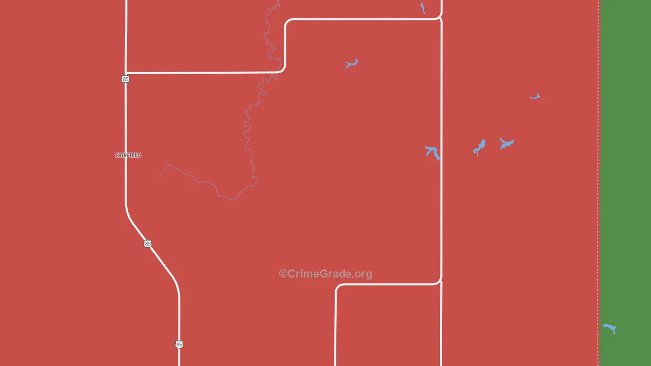 Fairfield, ND Map of Burglary Rates