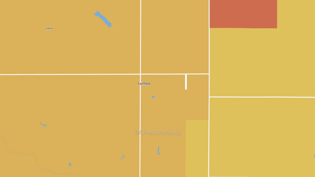 Fairfield, NE Map of Burglary Rates
