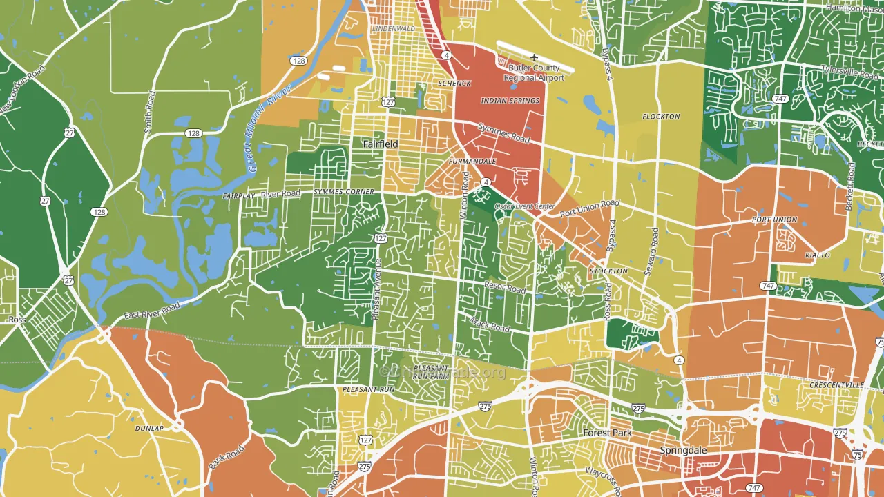 Fairfield, OH Map of Burglary Rates