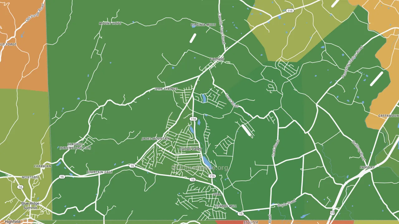 Fairfield, PA Map of Burglary Rates