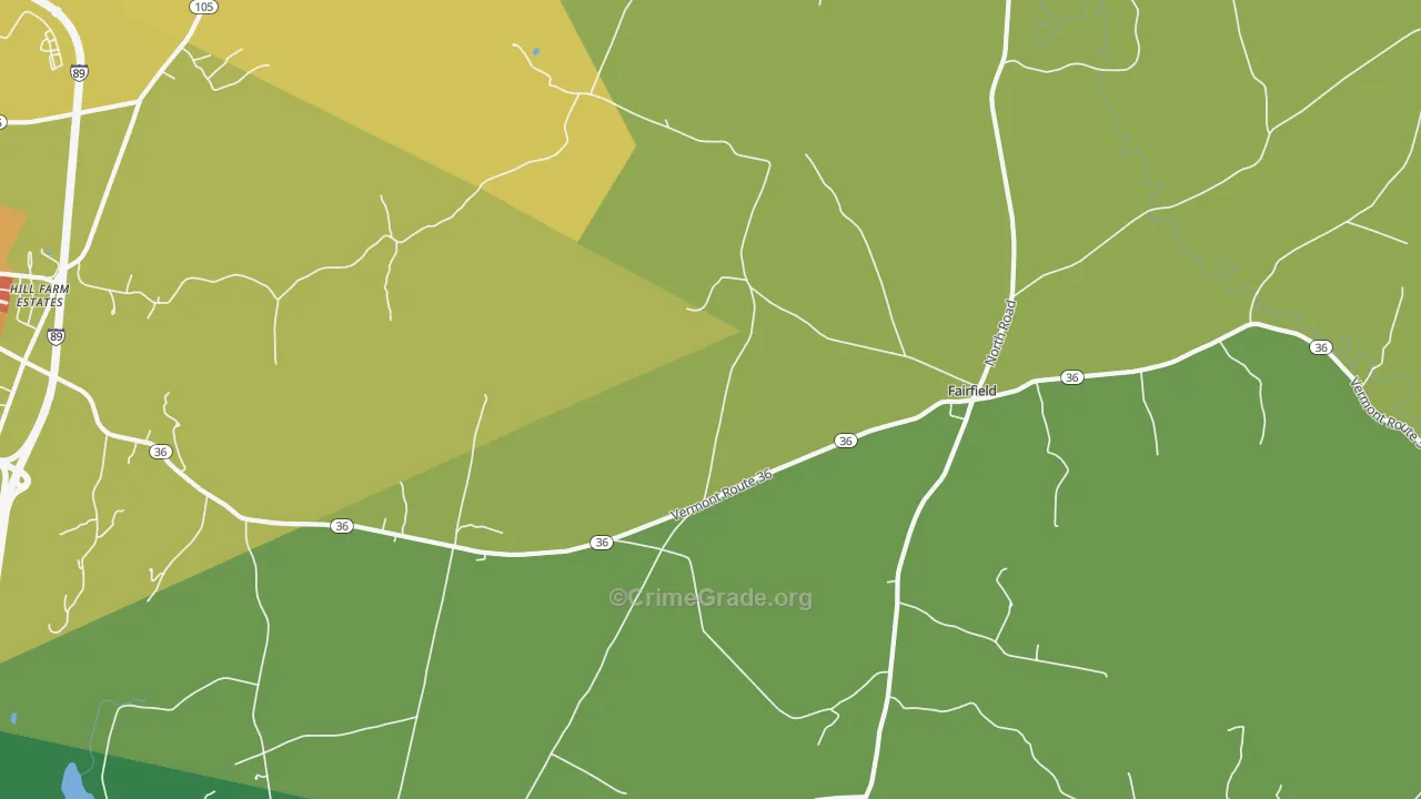 Fairfield, VT Map of Burglary Rates