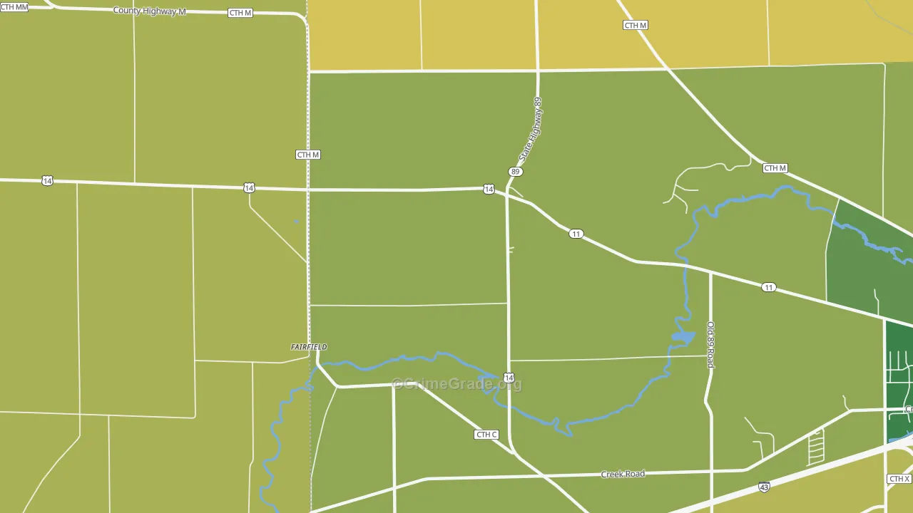 Fairfield, WI Map of Burglary Rates