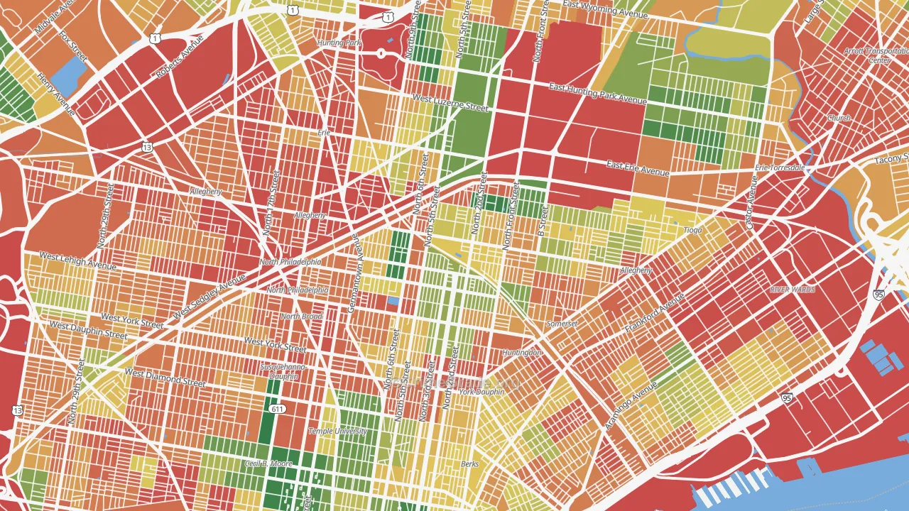 Fairhill, Philadelphia, PA Map of Burglary Rates