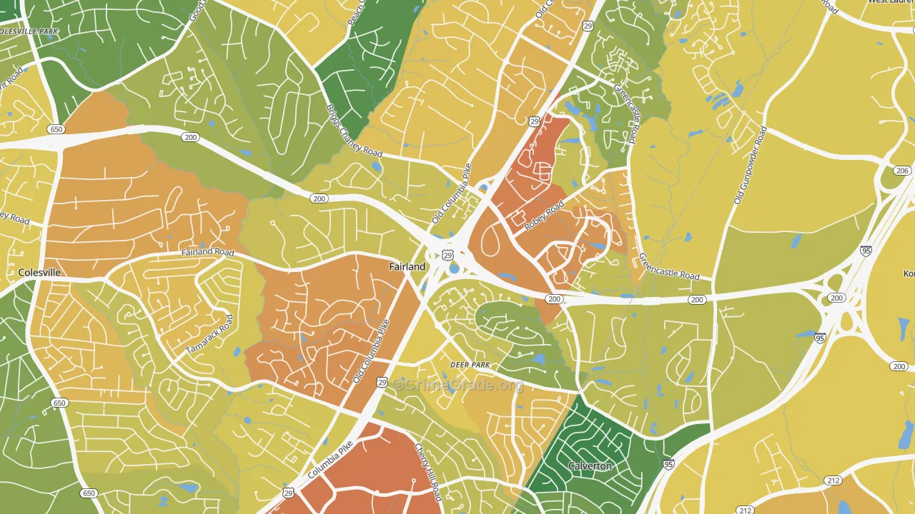 Fairland, MD Map of Burglary Rates