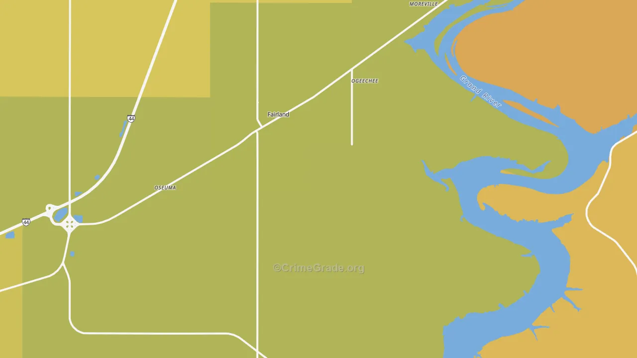 Fairland, OK Map of Burglary Rates