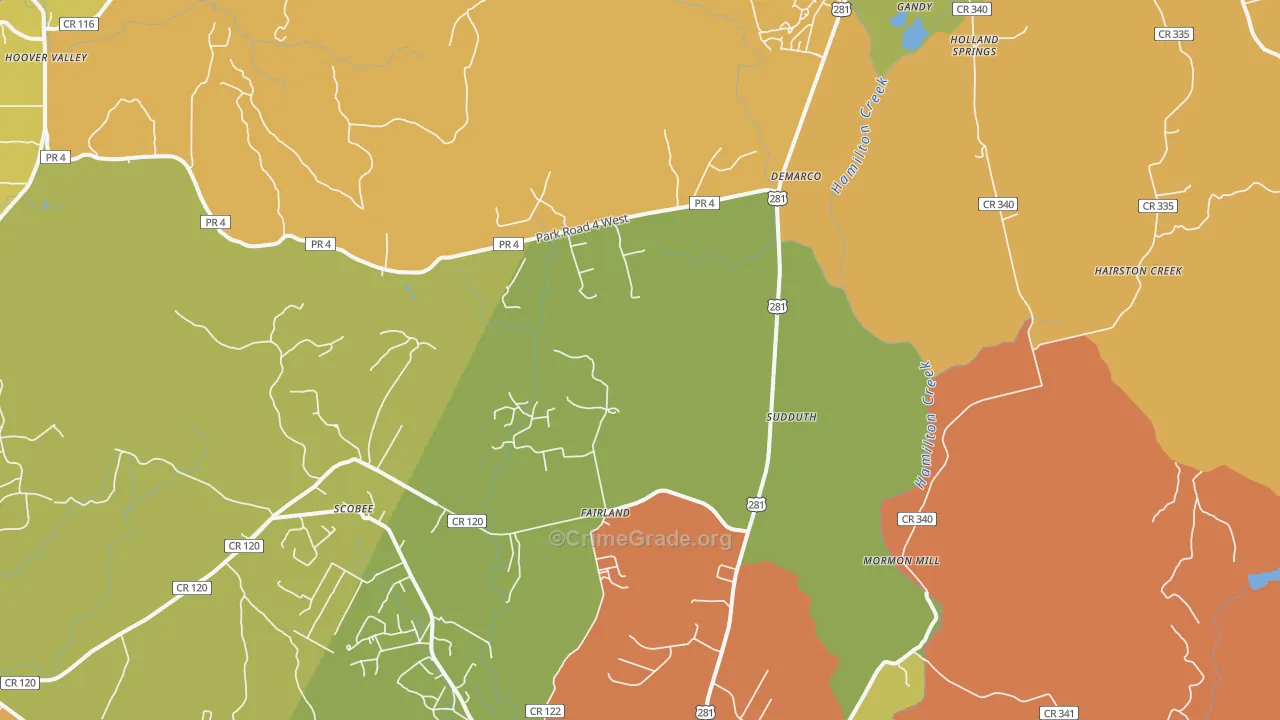 Fairland, TX Map of Burglary Rates