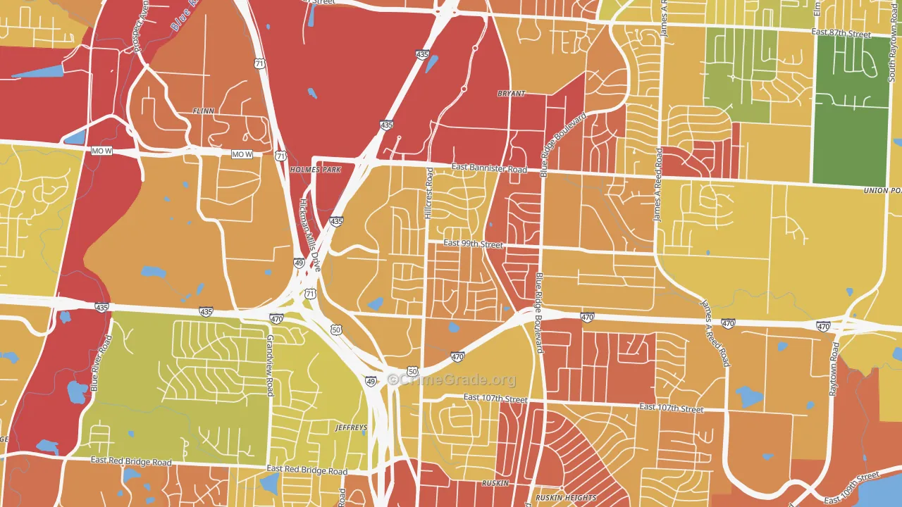 Fairlane, Kansas City, MO Map of Burglary Rates