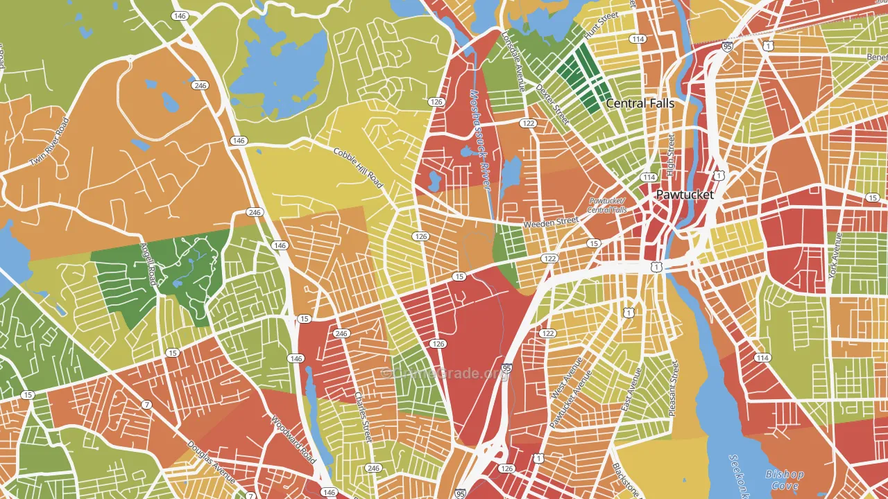 Fairlawn, Pawtucket, RI Map of Burglary Rates