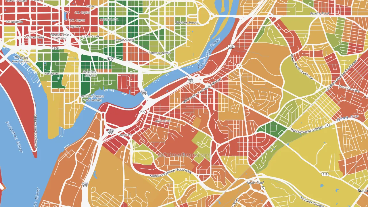 Fairlawn, Washington, DC Map of Burglary Rates