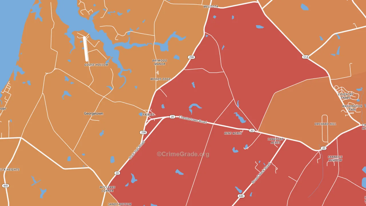 Fairlee, MD Map of Burglary Rates