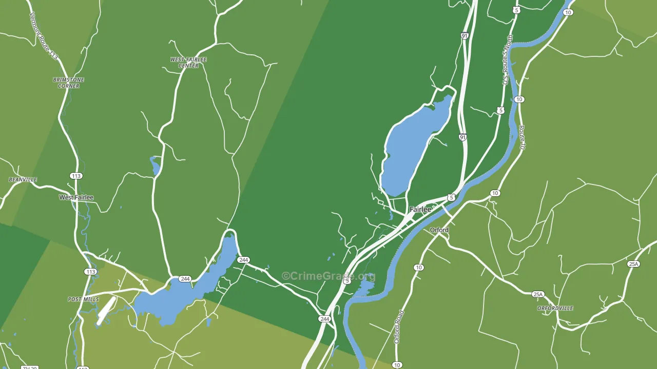 Fairlee, VT Map of Burglary Rates