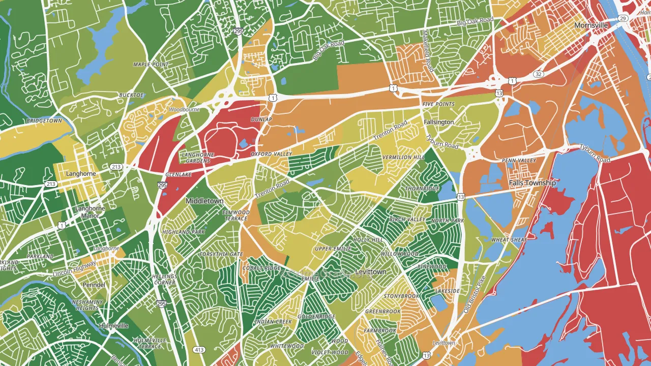 Fairless Hills, PA Map of Burglary Rates