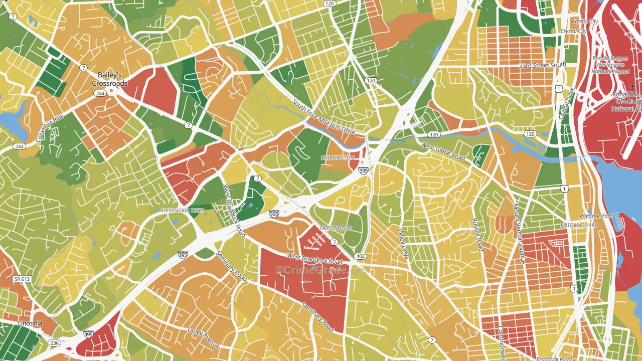 Fairlington-Shirlington, Arlington, VA Map of Burglary Rates