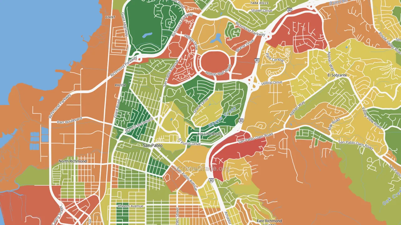 Fairmede-Hilltop, San Pablo, CA Map of Burglary Rates