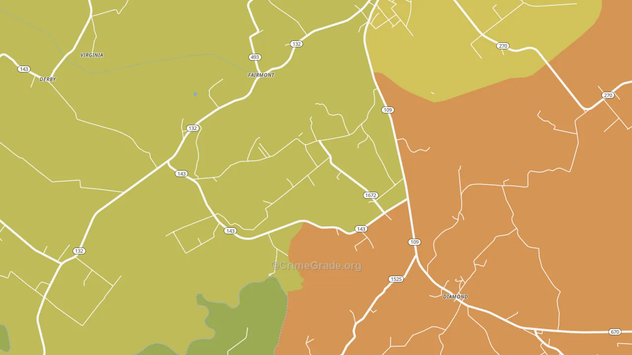 Fairmont, KY Map of Burglary Rates