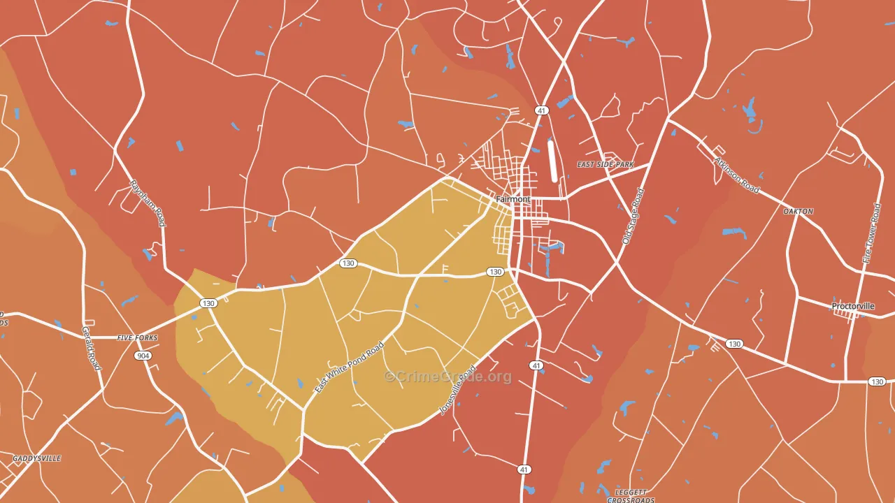 Fairmont, NC Map of Burglary Rates