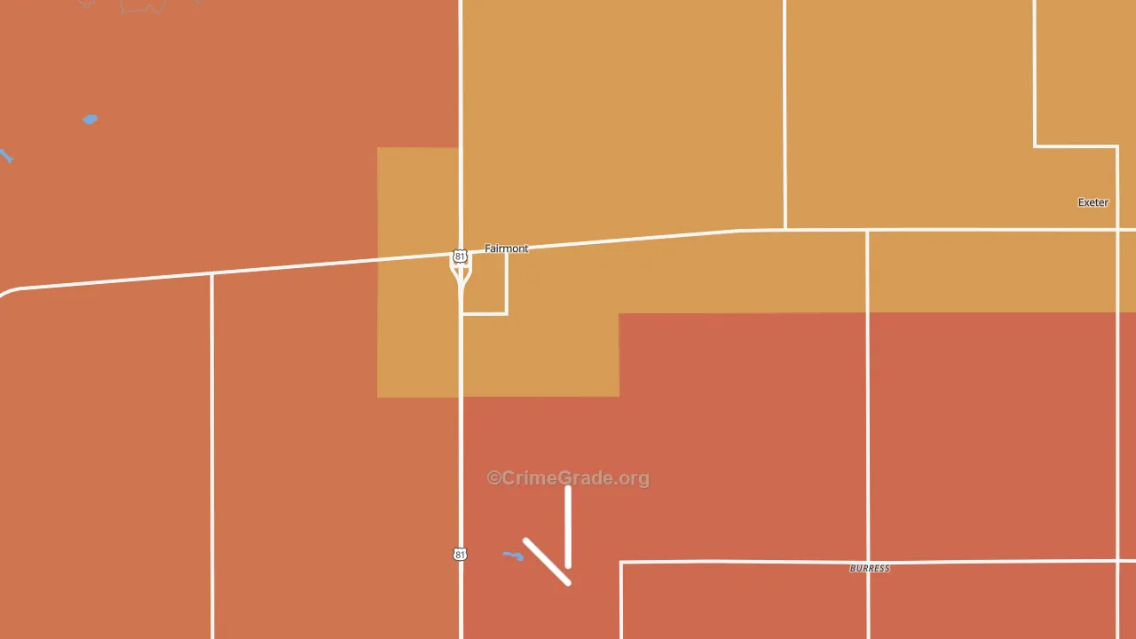 Fairmont, NE Map of Burglary Rates