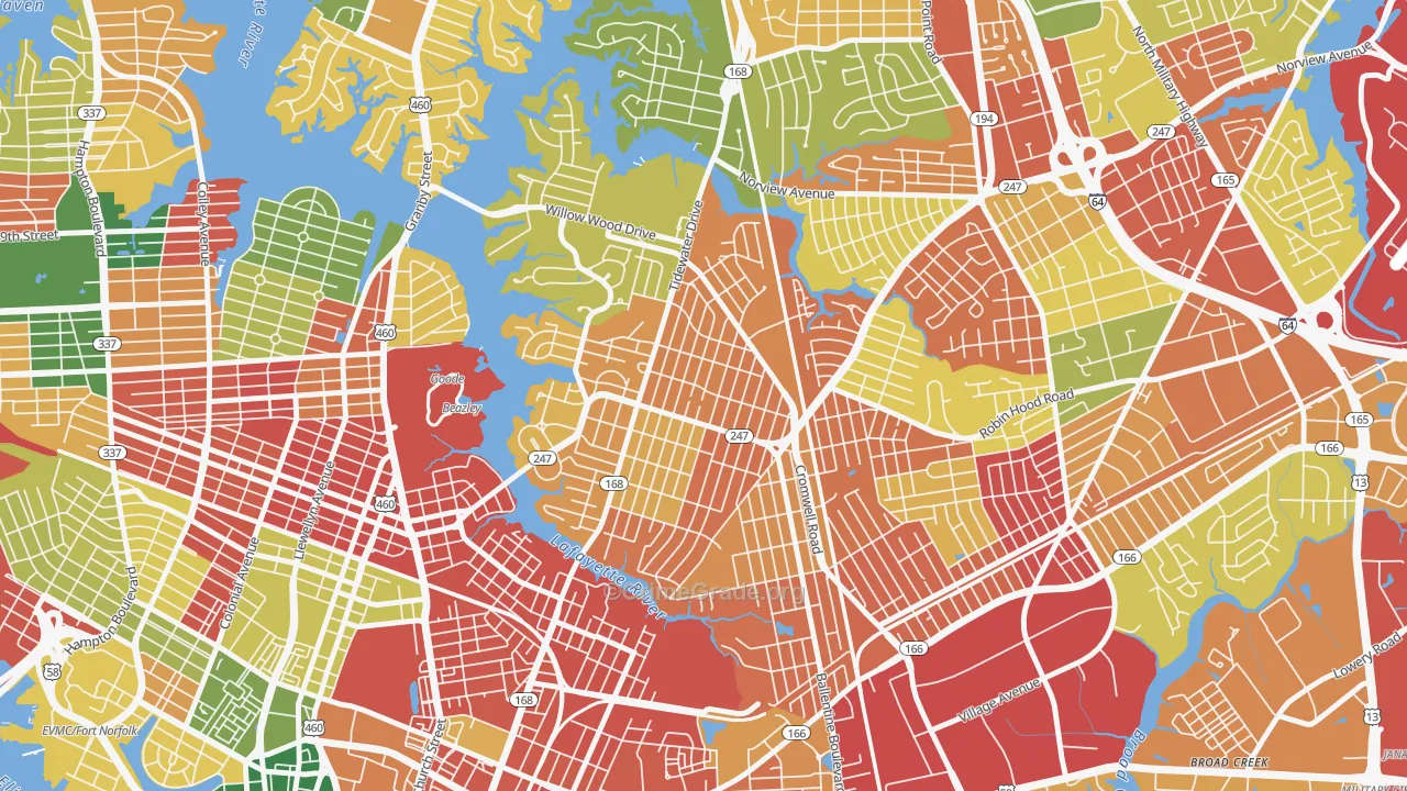 Fairmont Park, Norfolk, VA Map of Burglary Rates