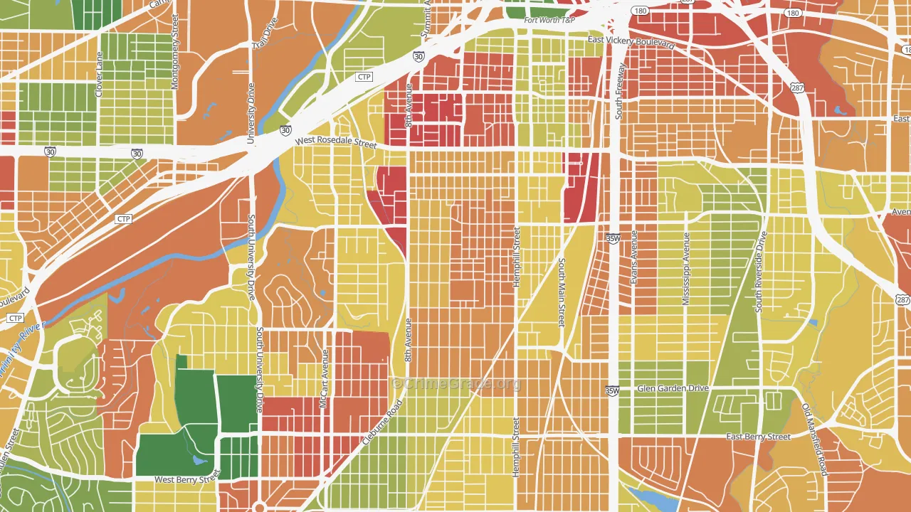 Fairmount, Fort Worth, TX Map of Burglary Rates