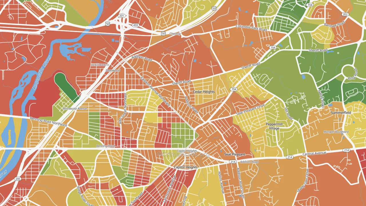 Fairmount Heights, MD Map of Burglary Rates