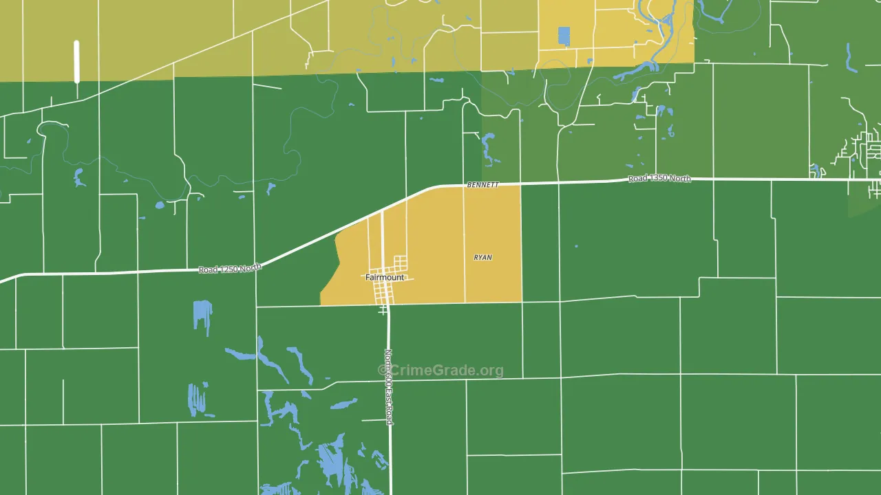 Fairmount, IL Map of Burglary Rates