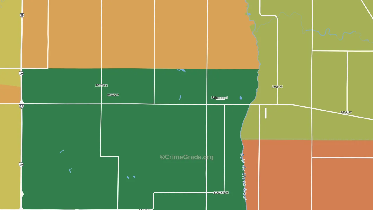 Fairmount, ND Map of Burglary Rates