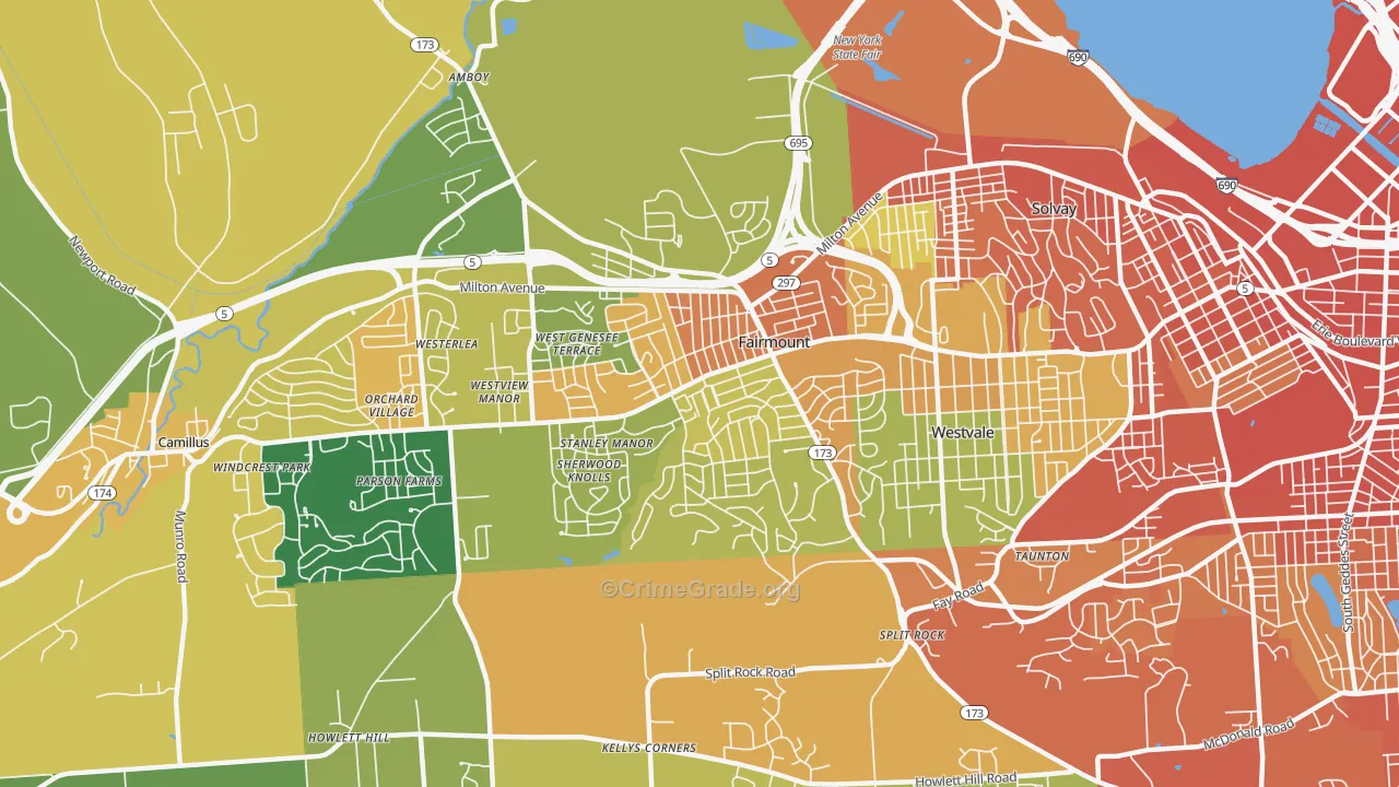 Fairmount, NY Map of Burglary Rates