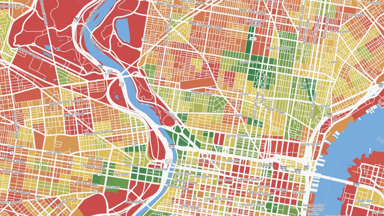 Fairmount, Philadelphia, PA Map of Burglary Rates