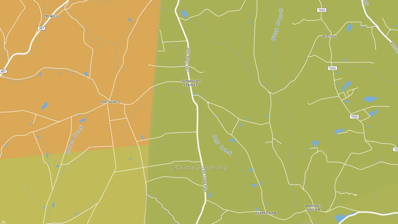 Fairmount Springs, PA Map of Burglary Rates