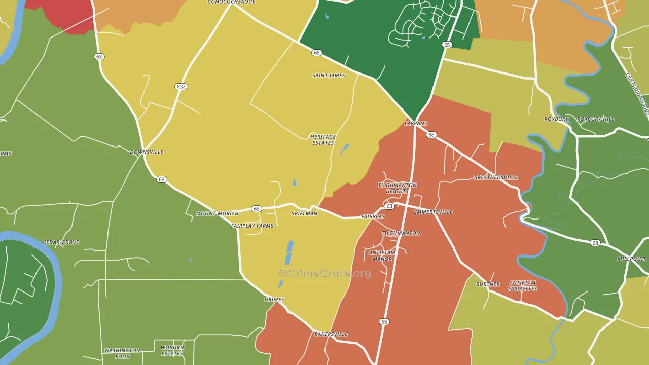 Fairplay, MD Map of Burglary Rates