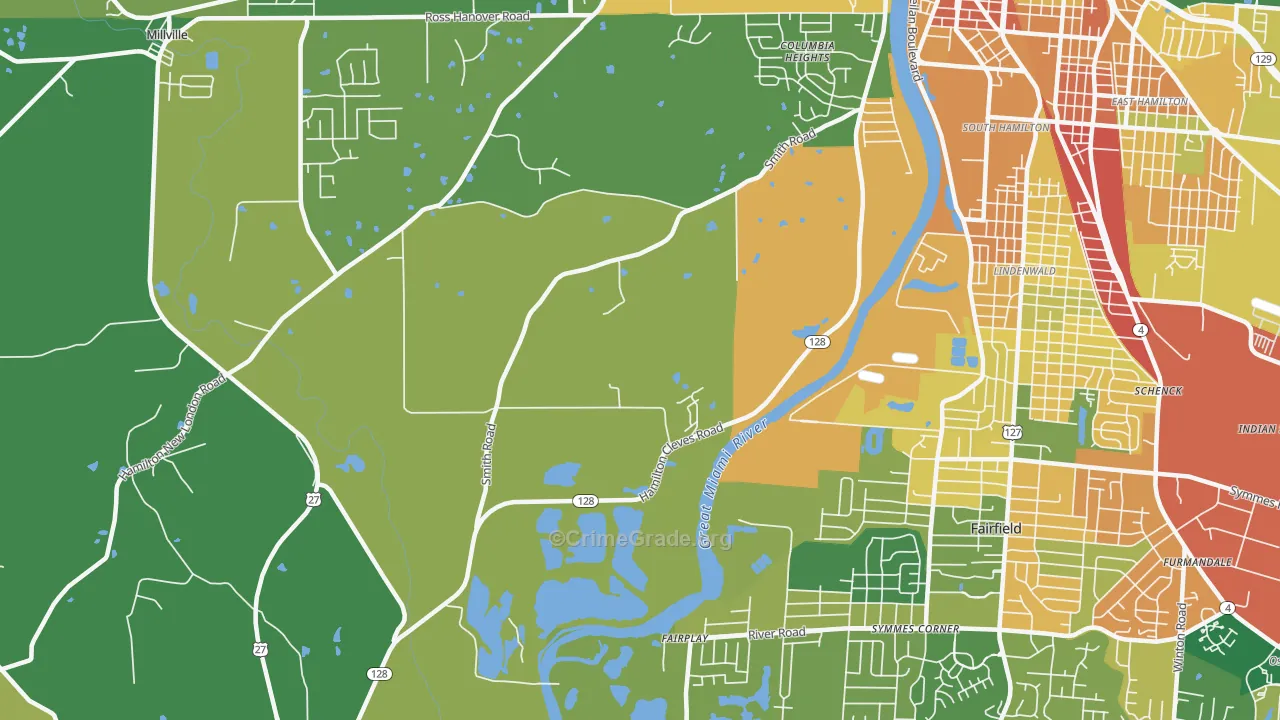 Fairplay, OH Map of Burglary Rates