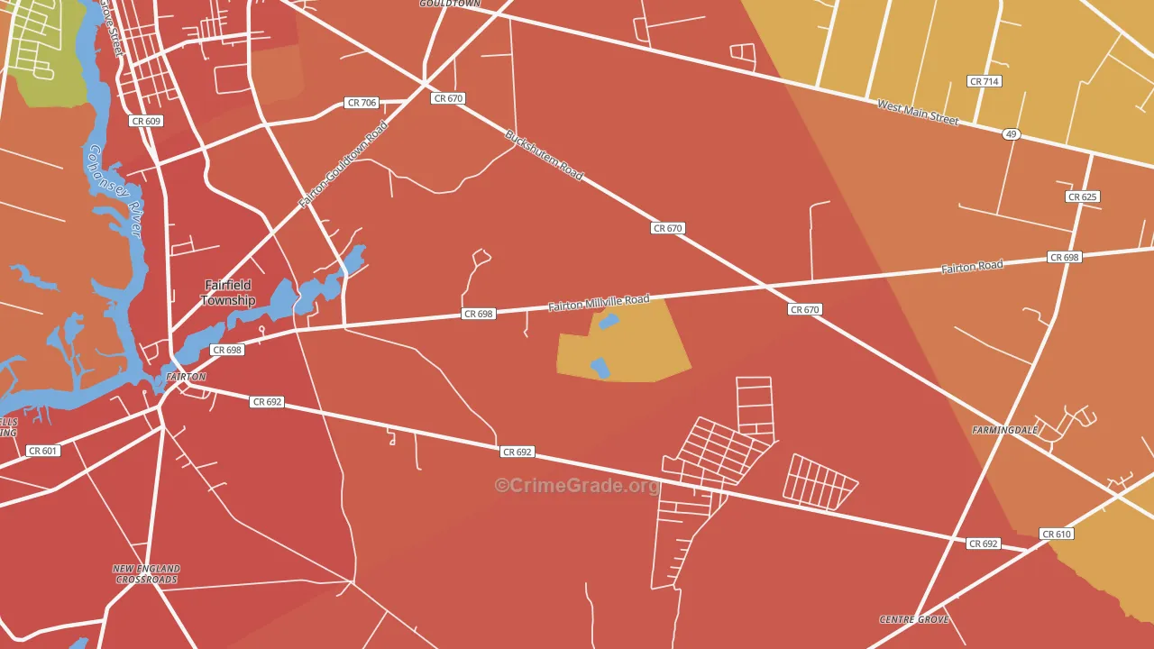 Fairton, NJ Map of Burglary Rates