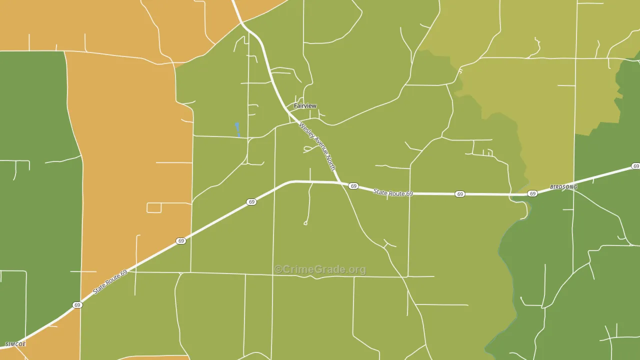 Fairview, AL Map of Burglary Rates