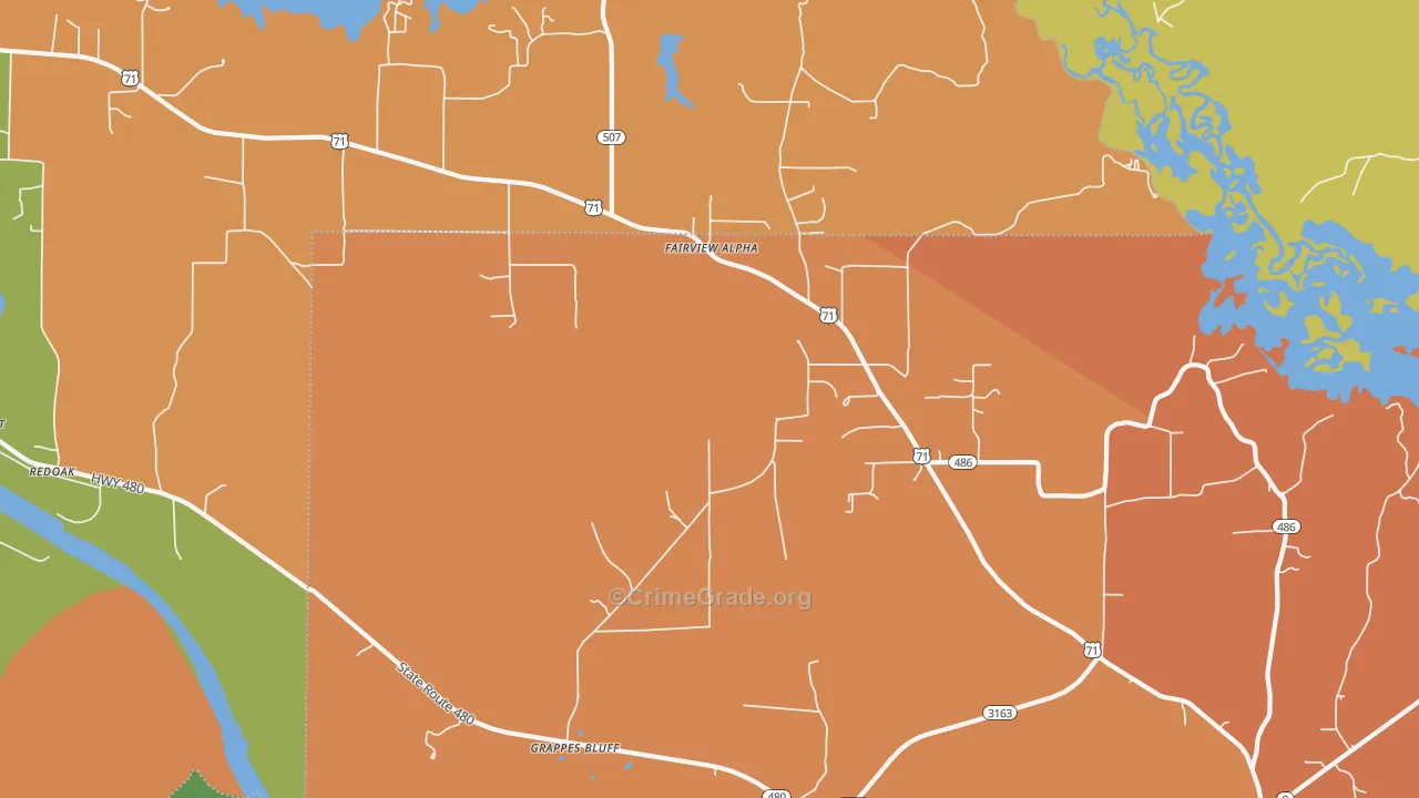 Fairview Alpha, LA Map of Burglary Rates