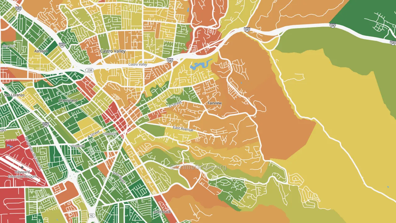 Fairview, CA Map of Burglary Rates